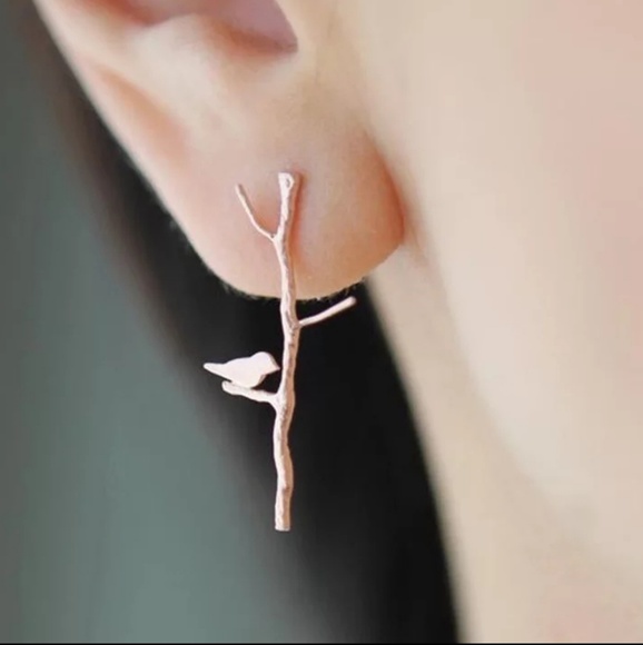 Bird on a branch gold Color Minimalist simple Jewelry - Bird on a branch silver Color Minimalist simple